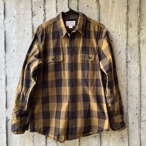 Vintage Filson Shirt Mens Large Yellow Black Buffalo Check Canvas Workwear
